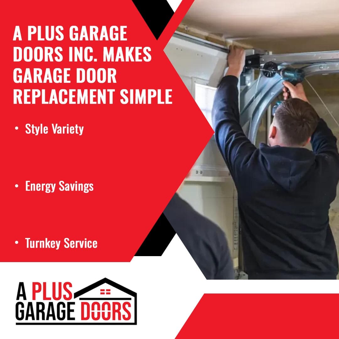 Technician installing garage door hardware with a power drill during replacement