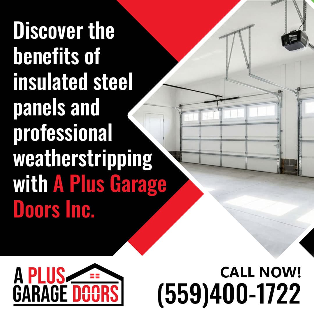 insulated steel garage door panels with weatherstripping installed in residential garage